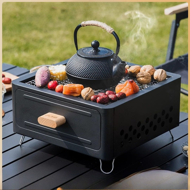 Outdoor Camping Furniture - Draagbare houtskool BBQ grill met vierkante