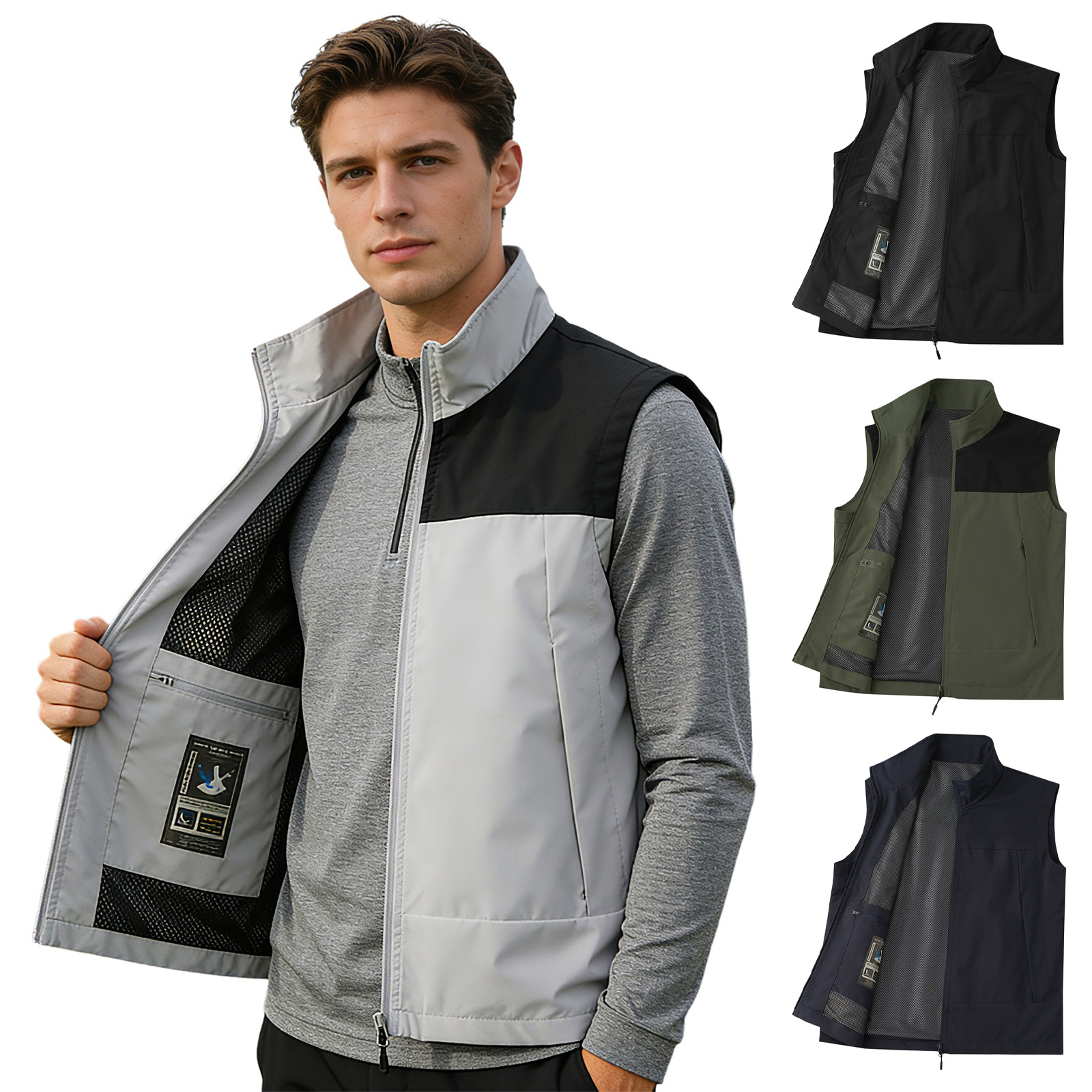 Outdoor Camping Winter - # M-5XL Heren Golfvest met Staande
