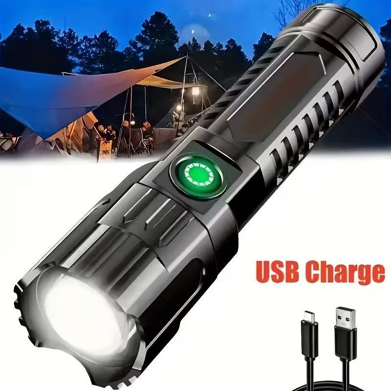 Battery Outdoor Camping - Nieuwe krachtige led-zaklamp, oplaadbare USB-zaklamp, zoombaar