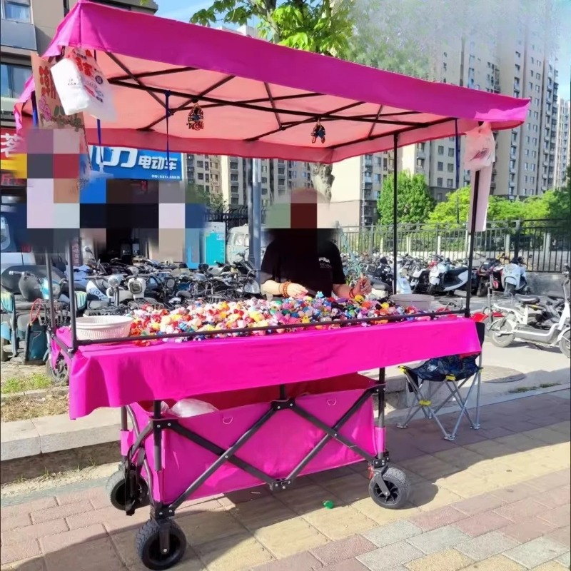 Outdoor Camping Folding Table - Verrijdbare kraam met groot opklapbaar tafelblad,