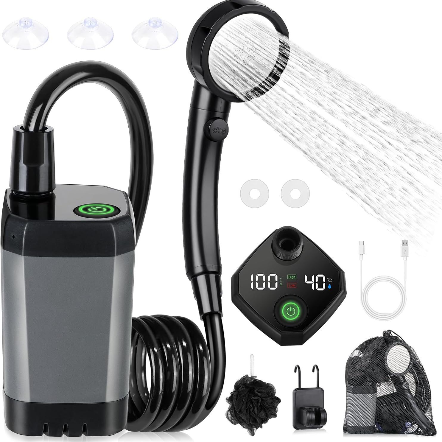 Draagbare zelf-aanzuigende ele - Portable Camping Shower recensie en prijs