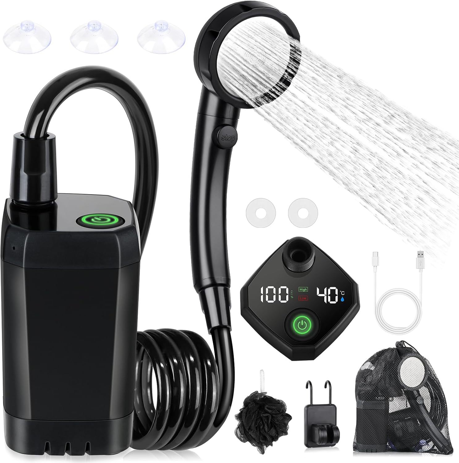 Draagbare zelf-aanzuigende ele - Portable Camping Shower recensie en prijs