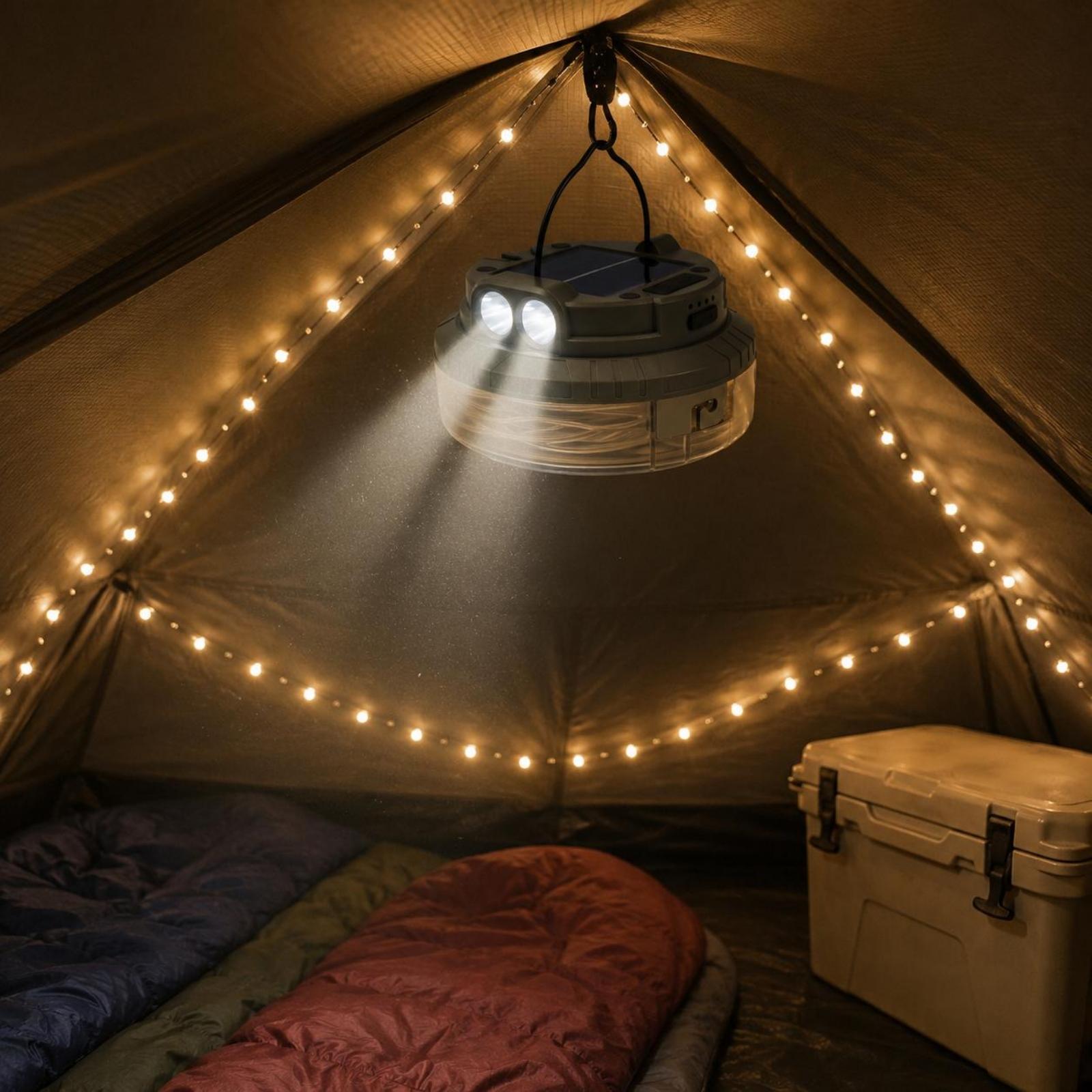 Lantaarn met dubbele LED zonne - Camping Solar Lantern recensie en prijs