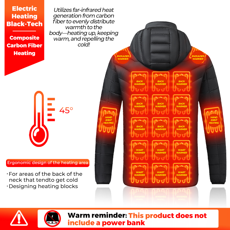 Verwarmde jas met 26 verwarmin - Outdoor Camping Winter recensie en prijs
